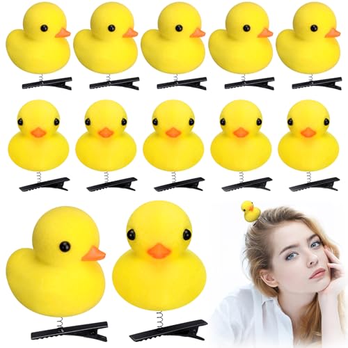 Simple Style 12 Pcs Yellow Duck Hair Clips for Kids & Adults - Fun Festival Rave Accessories