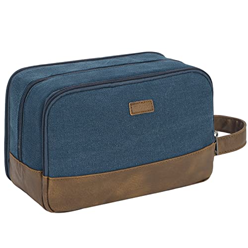 WANDF Blue Travel Toiletry Bag for Men - Canvas Dopp Kit