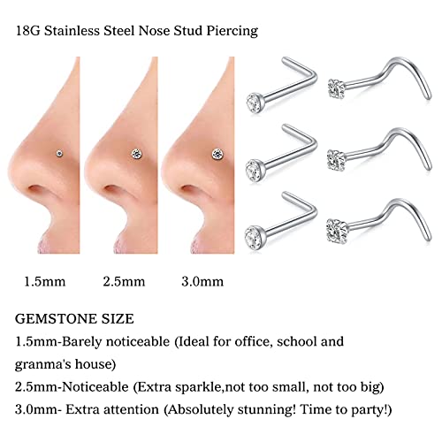 DJCIW 14PCS Nose Piercing Kit - 18G Stainless Steel Nose Rings