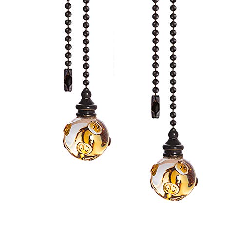 Crystal Ceiling Fan Pull Chains with Amber Pendants - Pack of 2