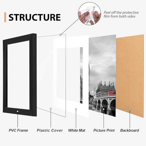 Fixwal 4x6 Black Picture Frame Set of 6 - Shatterproof & Lightweight