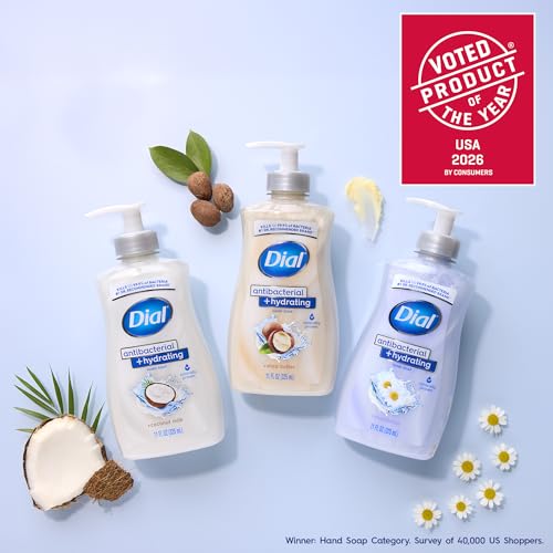 Dial Antibacterial Plus Hydrating Shea Butter Liquid Hand Soap, 11oz (Pack of 4)