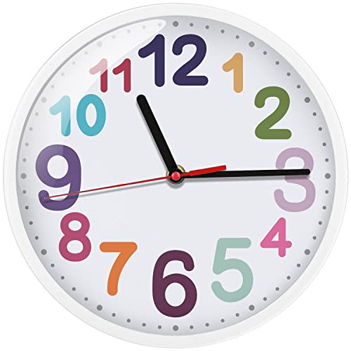 Silent 9-Inch Wall Clock for Kids - Colorful Quartz Design