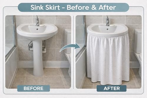 Diamond Stitch Fabric Sink Skirt - Waterproof, 56" x 34"