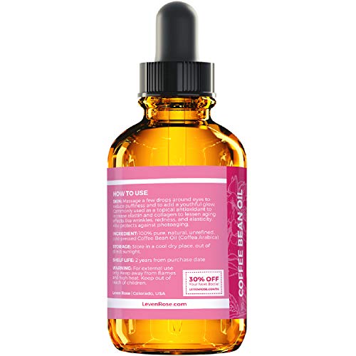 Leven Rose 100% Pure Cold Pressed Coffee Bean Oil for Face, Skin and Hair