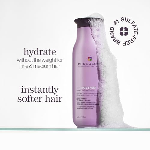 Pureology Hydrate Sheer Shampoo - Lightweight Vegan Shampoo for Fine Color-Treated Hair