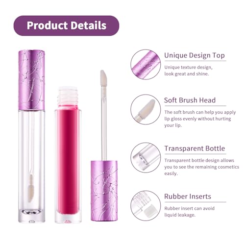 CAIYA Purple 10PCS Refillable Lip Gloss Tubes with Wands - 6ml DIY Containers
