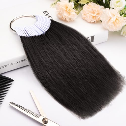 Noverlife 30PCS Human Hair Color Swatches - Black Hair Testing Sample Ring