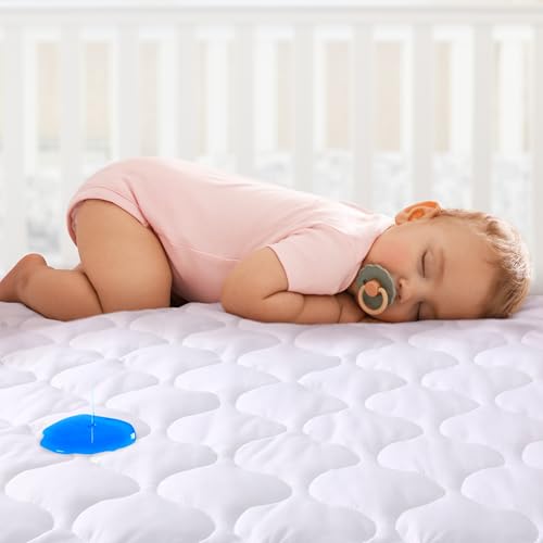 Yoofoss Waterproof Crib Mattress Protector - Soft Quilted Cover for 52''x28'' Cribs