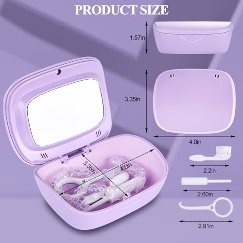 Purple Double Layer Retainer Case with Mirror & Accessories - Longmon