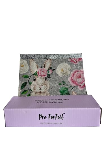 Pre ForFoil Bunny Pattern Hair Foil Sheets 6x10.75 Inch for Coloring & Highlighting, 100 Pack