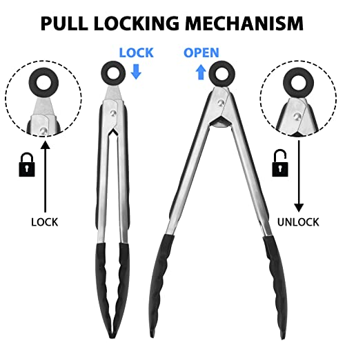 Premium Stainless Steel Kitchen Tongs - Heat Resistant, 7-Inch, 4-Pack