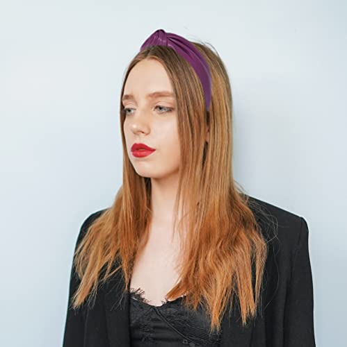 YETASI Orchid Purple Leather Knotted Headband for Women
