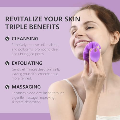 BEAUTAIL Silicone Face Scrubber 2 Pack - Gentle Exfoliating Brush
