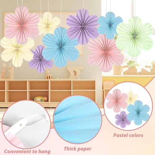 9PCS Pastel Paper Flowers Decoration Set for Classroom & Parties