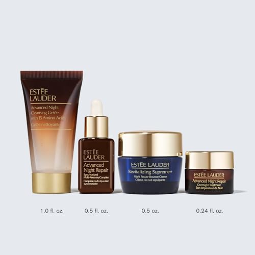 Est?e Lauder Dream Skin In One Sleep 4-Piece Skincare Set | Repair + Moisturize + Strengthen | Includes Cleanser 1 Fl Oz, Face Serum 0.5 Fl Oz, Moisturizer 0.5 Ounce & Overnight Treatment 0.24 Fl Oz