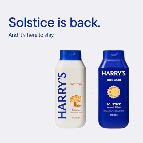 Harry's Men's Body Wash - Solstice Scent 18 fl oz Pack of 3 - Deep Clean & Sensitive Skin