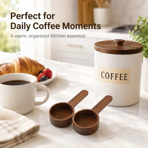 IMIKEYA Wooden Coffee Scoops - 2 Pack Measuring Spoons for Kitchen