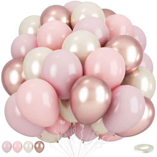 Rose Gold and Blush Pink Balloon Set for Parties - 50 Pack