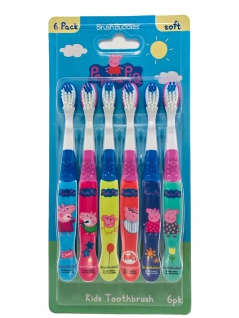 Peppa Pig Kids Toothbrush 6 Pack with Soft Bristles