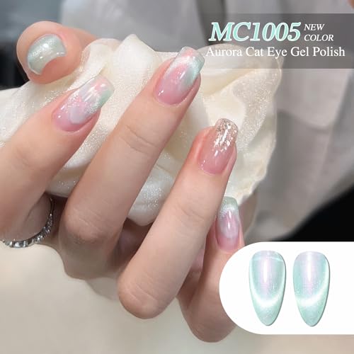 Double Rhythm 6-Piece Cat Eye Gel Nail Polish Set with Magnetic Tool
