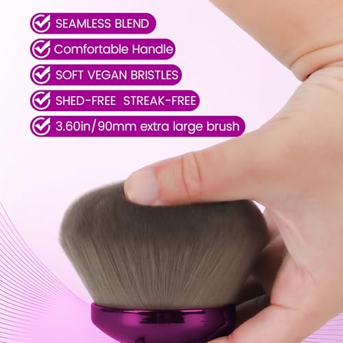 QJKLWV 3.6in Purple Kabuki Brush for Self Tanner & Body Makeup
