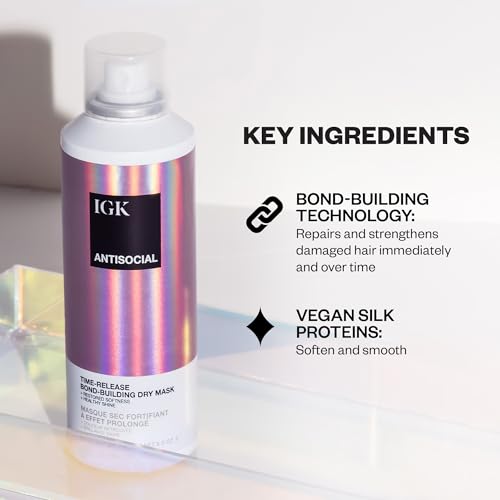 IGK ANTISOCIAL Bond-Building Dry Hair Mask - Travel Size (1.7 Oz) | Vegan Condition & Repair