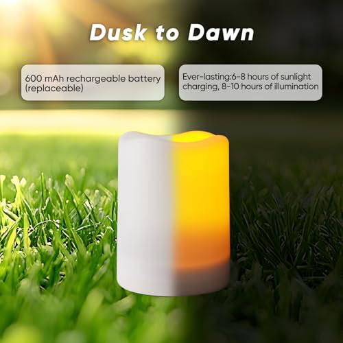Homemory Solar Candles - Waterproof Flameless Outdoor Candles, Set of 2, Dusk to Dawn