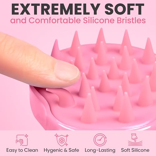 RELAXXO Pink Scalp Massager & Hair Growth Brush - Exfoliator & Shampoo Brush
