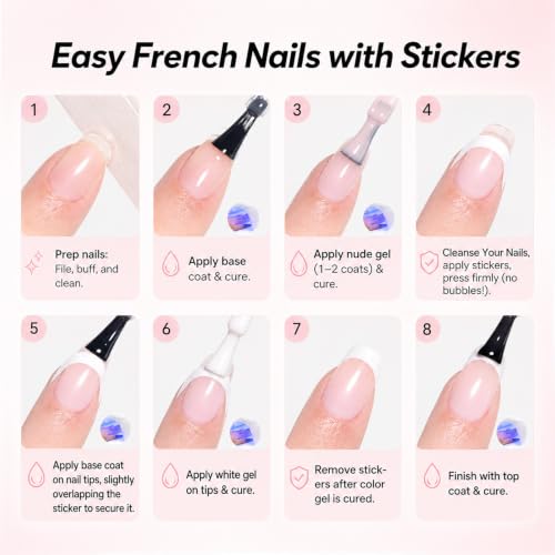 Beetles French Tip Gel Polish Set - Nude Pink & White Manicure Kit