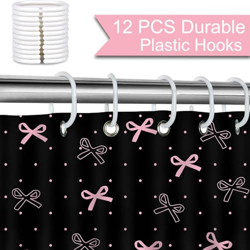 Pink Bow Shower Curtain - Waterproof Polyester, 72x72 Inch