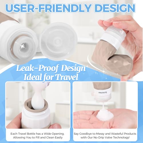16Pack Travel Bottles for Toiletries, TSA Approved Travel Size Toiletries Containers Set, Silicone Leak Proof Refillable Bottles Elastic Sleeves Creams Jars Accessories Kit W/Clear Bag (Cream)