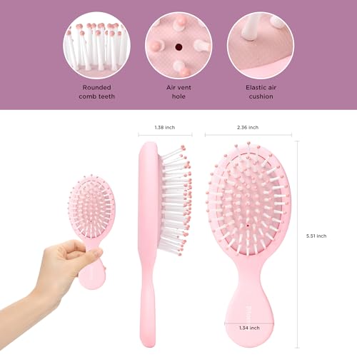 Bituemly Mini Hair Brush - Portable Detangling Brush for All Hair Types