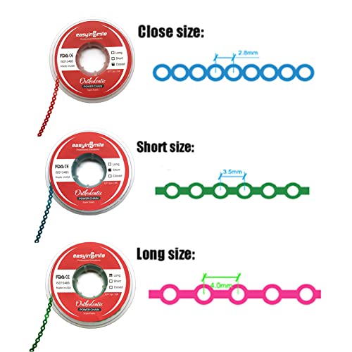 SNAWOP Dental Orthodontic Power Chain Rubber Bands - Long Black