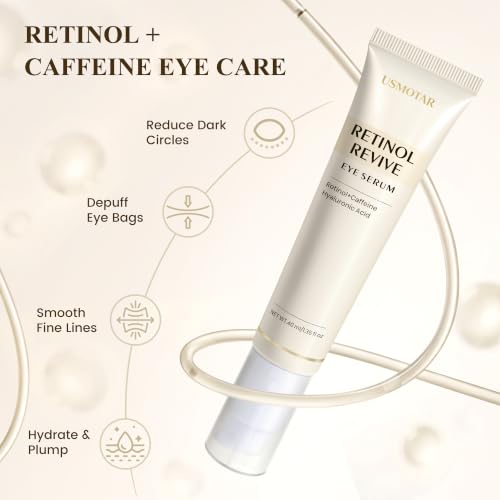Retinol & Caffeine Eye Serum for Dark Circles & Puffiness – Hydrating Under Eye Treatment, 40ml