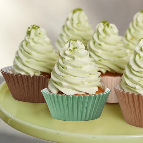400 Pcs Sage Green & Brown Cupcake Liners - Woodland Theme