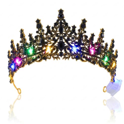 Brishow Light Up Tiara Crown Headband for Women - Gold-Black