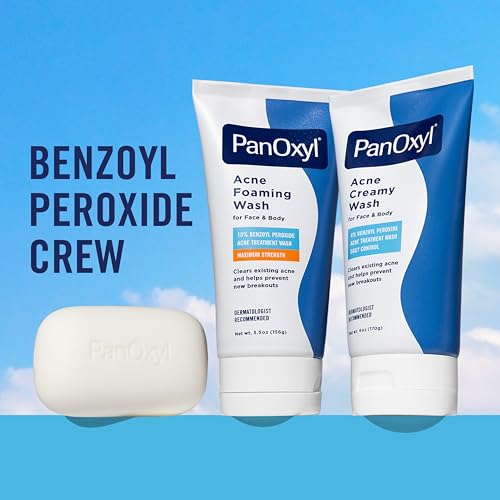 PanOxyl Acne Creamy Wash, 4% Benzoyl Peroxide Face and Body Cleanser, 2-Pack