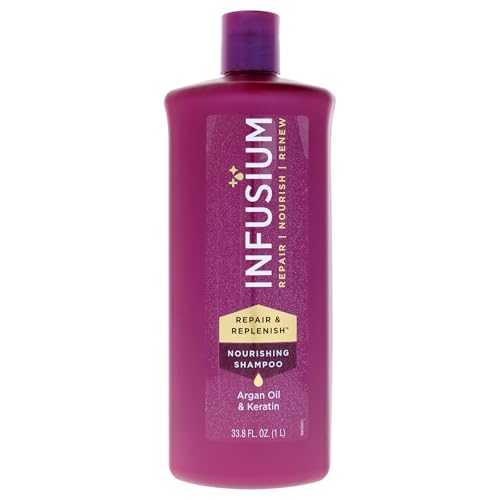 Infusium Repair & Replenish Shampoo 33.8 oz - Moisturizing & Clarifying with Ceramides, Keratin & Argan Oil