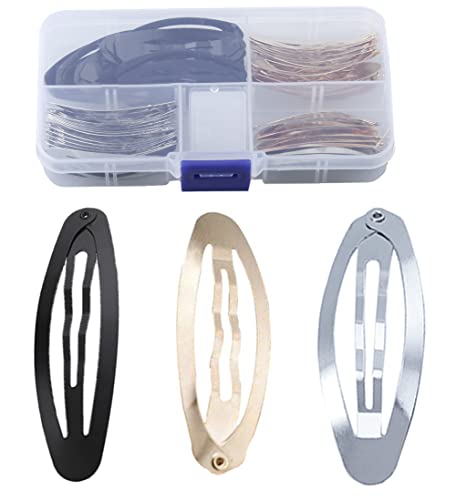 60pcs 50mm Metal Oval Snap Hair Clips Set - Mixed Colors for DIY Crafts