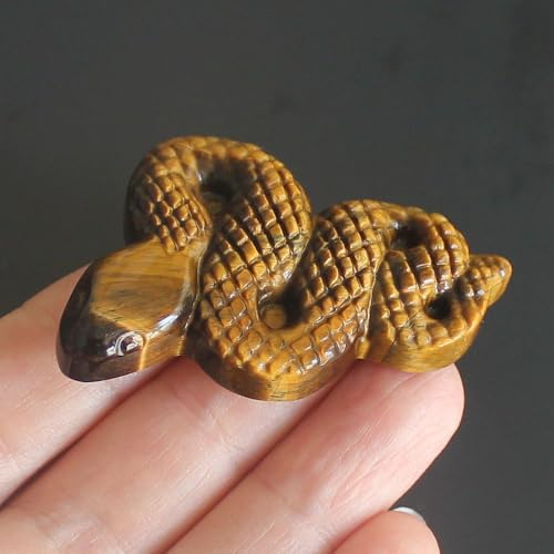Hand Carved Golden Tiger Eye Snake Figurine - 2" Crystal Decor