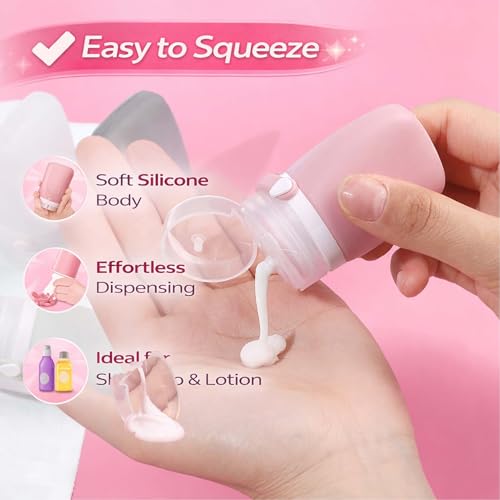 WXOIEOD 2 oz Clear & White Silicone Travel Bottles Leakproof TSA Approved 4 Pack