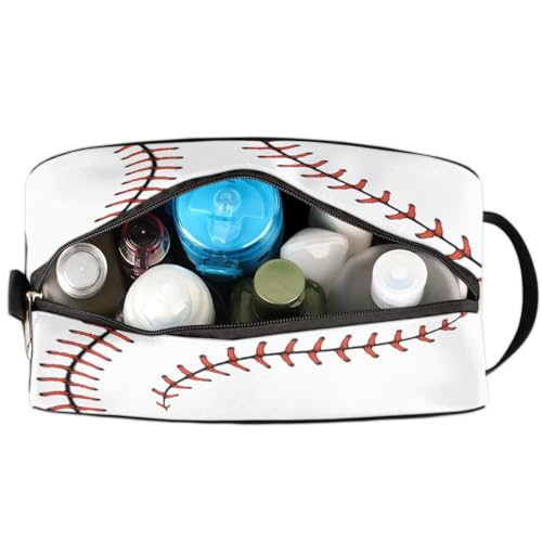White Baseball Travel Toiletry Bag for Kids - Large-Capacity Hanging Dopp Kit