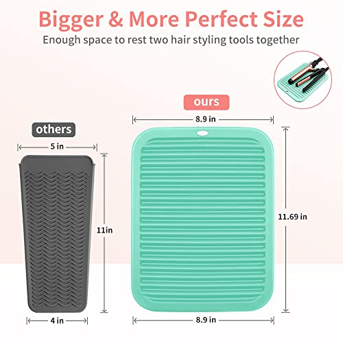 Ninwod Green Heat Resistant Silicone Mat for Hair Tools, Curling Iron & Flat Iron Holder