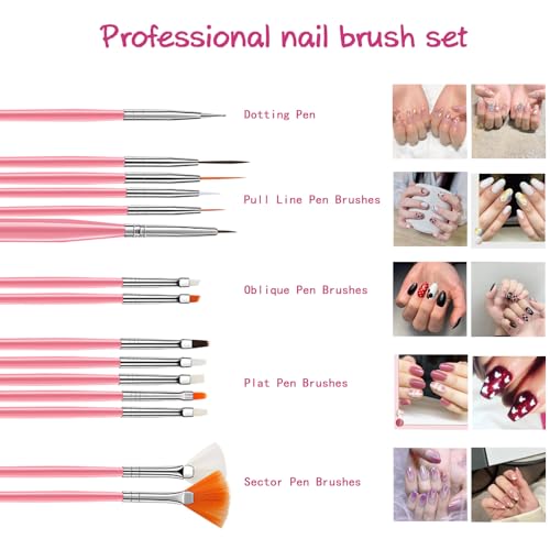 71 in 1 Nail Art Brushes Set with Resin Palette, 50 Pcs Clear Swatch