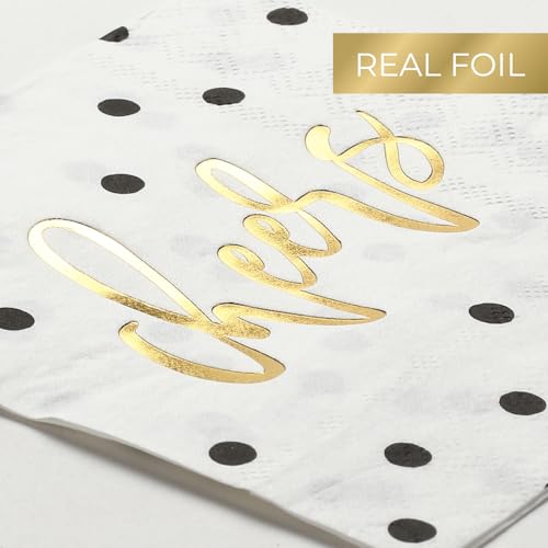Gold Foil Cheers Cocktail Napkins - 50 Pack, 4.75" Square