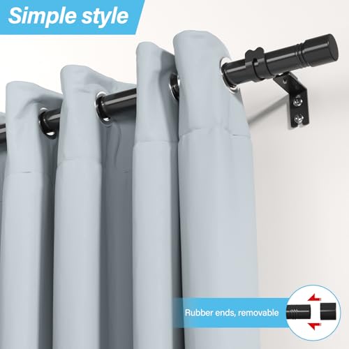 Adjustable Black Curtain Rod 30-46 Inch - Heavy Duty with Brackets