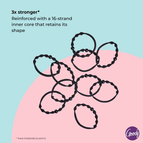 Goody Ouchless Forever Hair Elastics Pack of 10 - Black, Damage-Free, 3X Stronger, All Hair Types