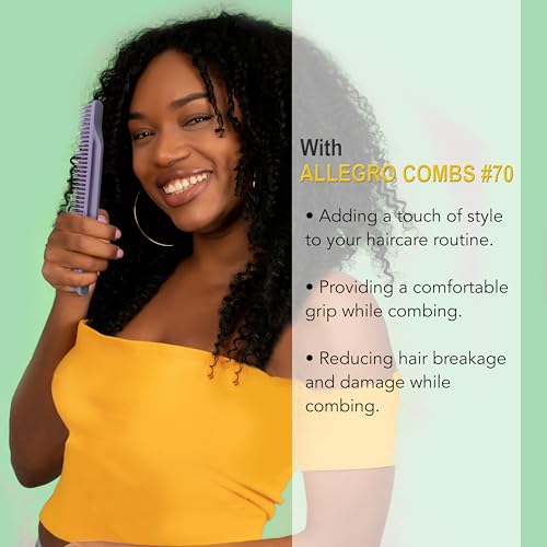 Allegro Combs Lavender 3-Row Detangling Comb for Curly Hair