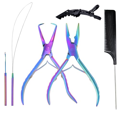 SIVOTE 6-Pack Multicolor Hair Extension Tools Kit for Micro Link & Itip Applications